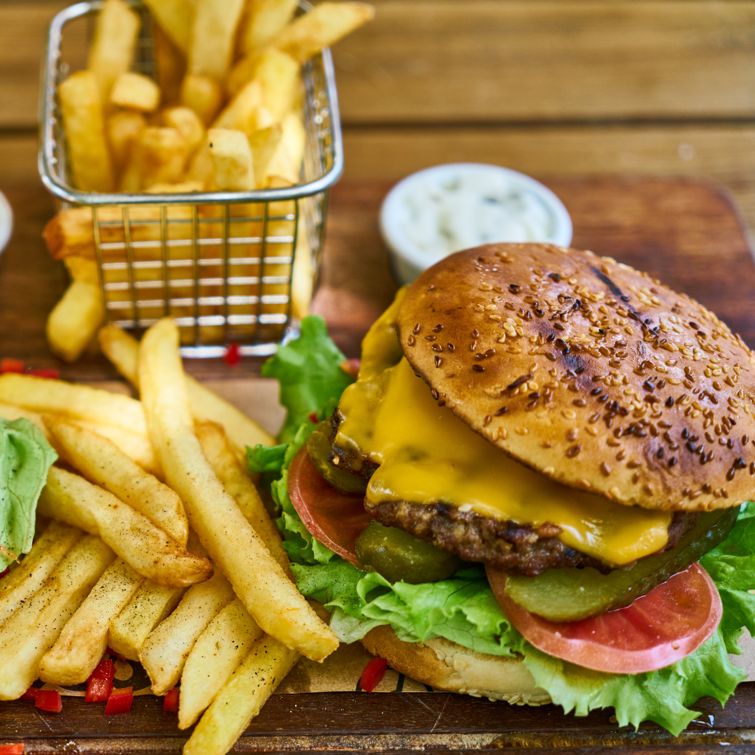 Piggyback Burger with Salt & Pepper Fries - Dream Dinners